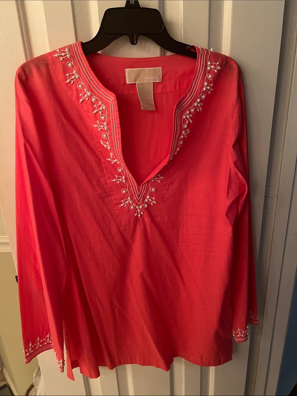 MICHAEL Michael Kors Pink Embroidered V-Neck Tunic